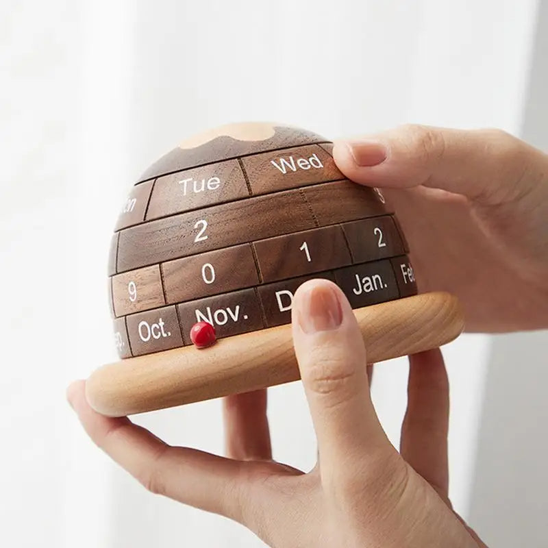 Reusable Wood Desk Calendar with Planet Design