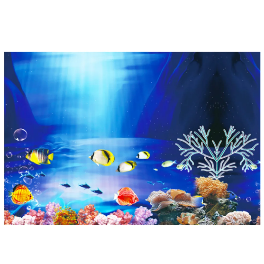 3D Aquarium Background Double-Sided Sticker Ocean Plants Decor (40 x 82cm)