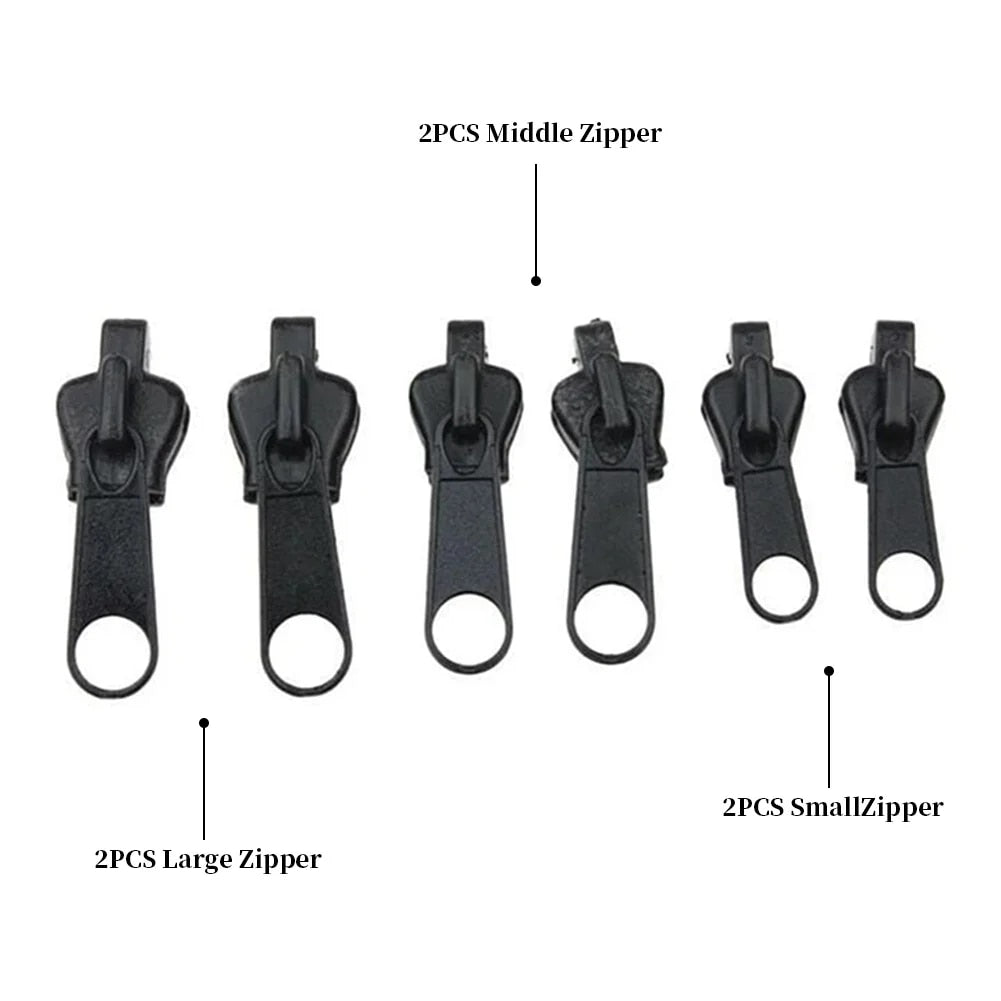 Zipper Repair Instant Zip Replacement Universal Kit Slider Fix, 6 Piece