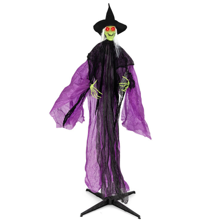 Animated Witch with Moving Arms &amp; LED Eyes - 7.2 ft Tall