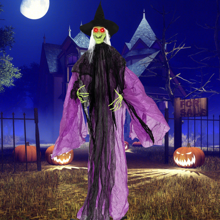 Animated Witch with Moving Arms &amp; LED Eyes - 7.2 ft Tall