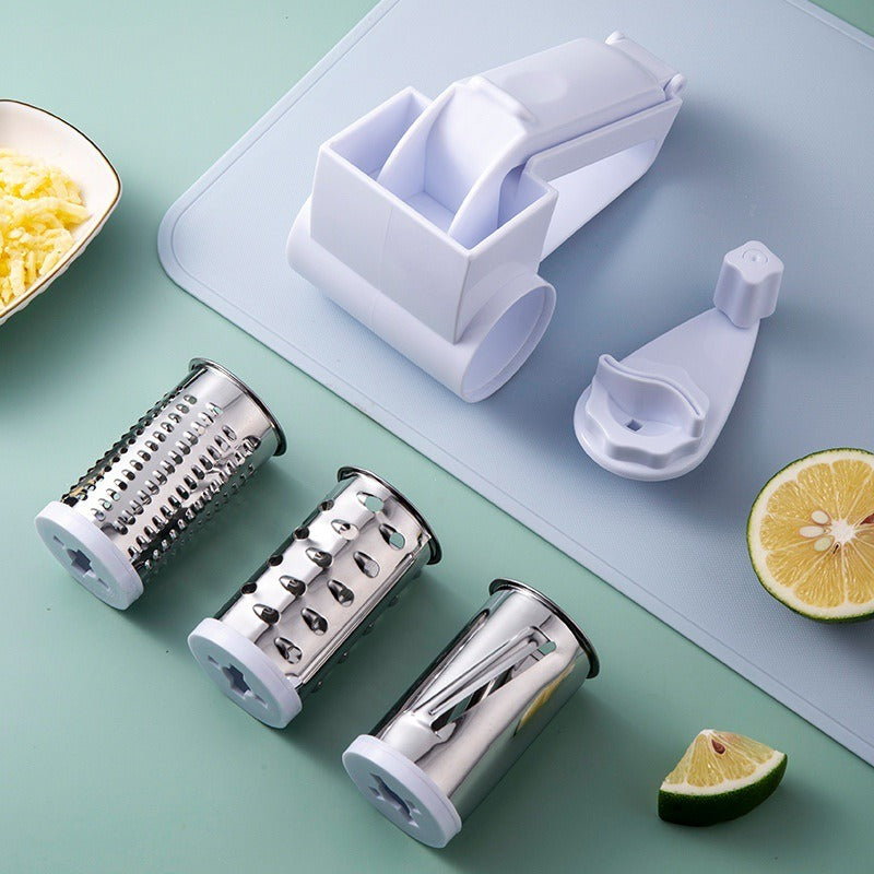 3 in 1 Handheld Rotary Cheese Grater with Stainless Steel Drums