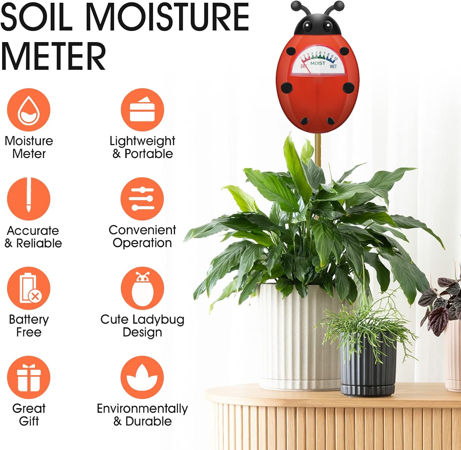 Plant Moisture Meter 2 Pack, Soil Hygrometer Sensor for Gardening Indoor, and Outdoor Plants