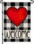 Valentines Day Garden Flag 12" x 18" Vertical Double Sided Welcome Love Heart Buffalo Plaid Garden Flag