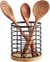 Utensil Holder Utensil Organizer 5.2" x 5.2" x 6" Large Round with Wooden Base