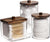 Qtips Holder Bathroom Container with Wood Lids (3 Holder)