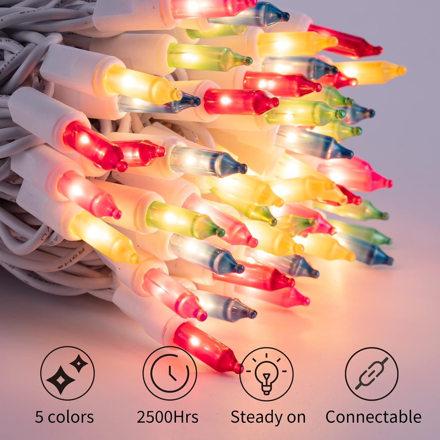 Easter Decorations Mini 100CT String Lights 26.5FT with White Wire for Indoor Outdoor Party Yard Garden Patio Home Easter Decor, Multicolored