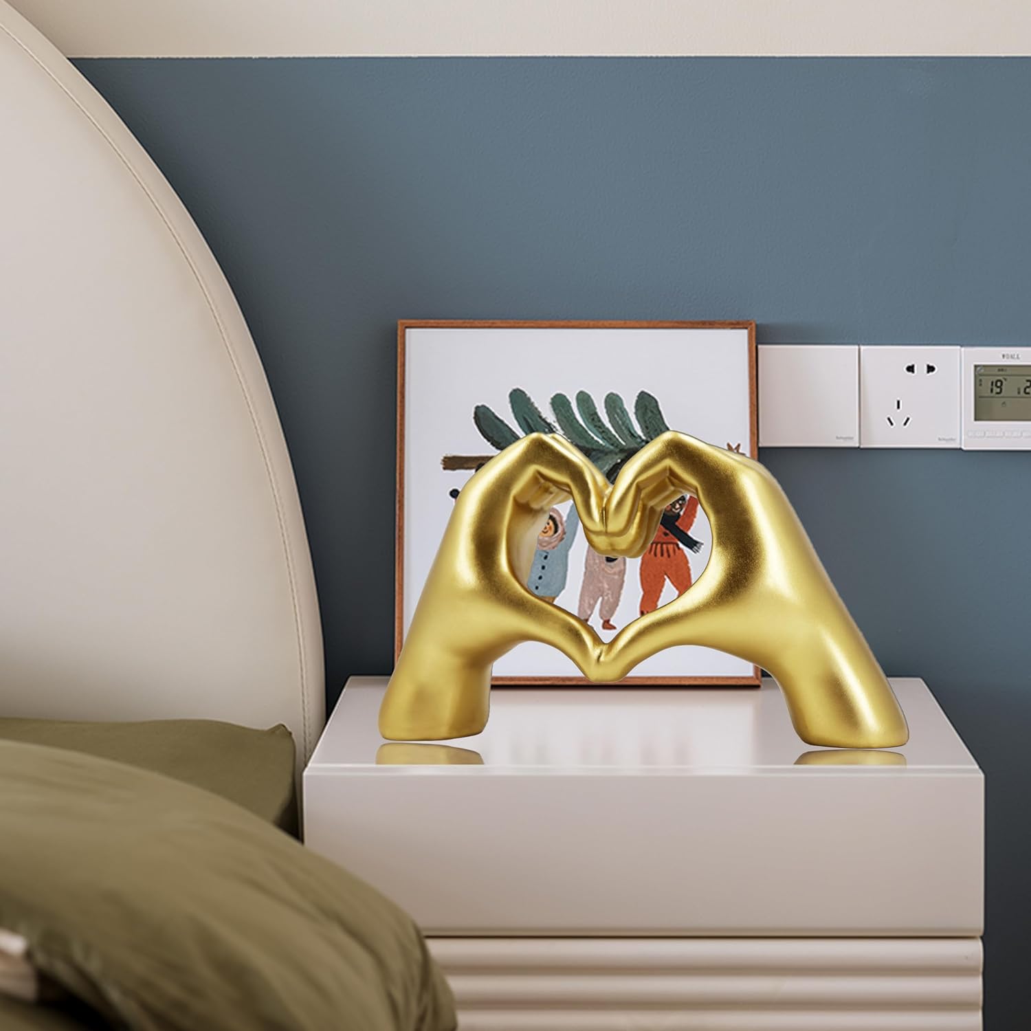 Love Home Decor for Living Room, Gold Heart Hands Statue for Shelf, Gold