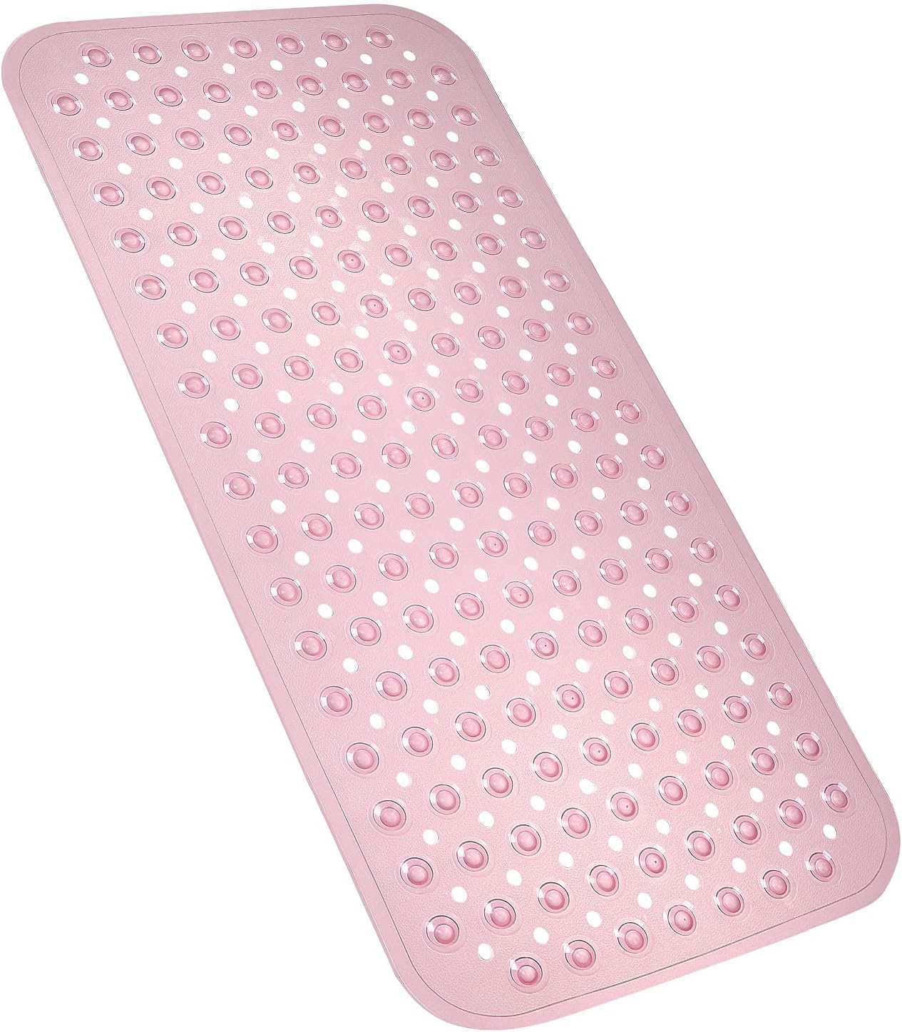 Bathtub Mat with Suction Cups with Drain Holes (Light Pink)