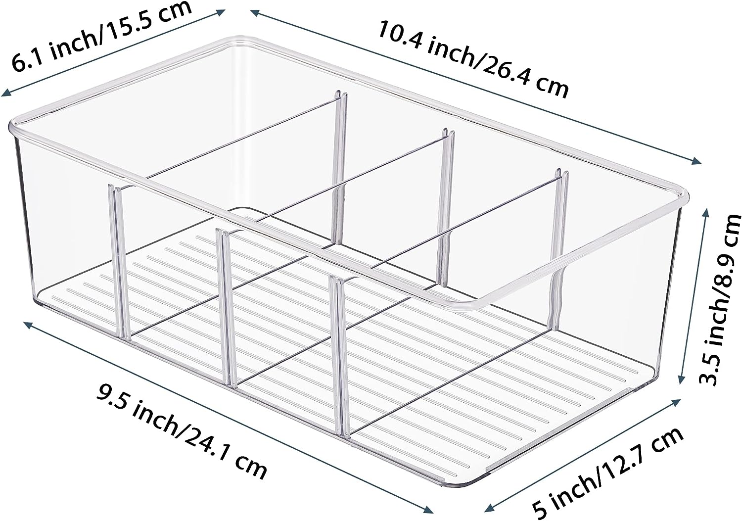 Clear Plastic Food Storage Organizer Bins 8 Pack, 4 Compartment Holder for Packets, Snacks, Pouches, Spice Packets