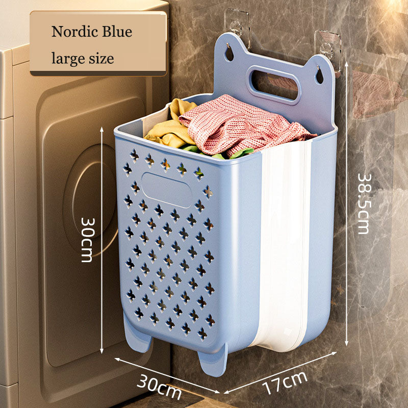 Wall Hanging Storage Basket Space-Saving for Clothes and Towels (Nordic Blue)