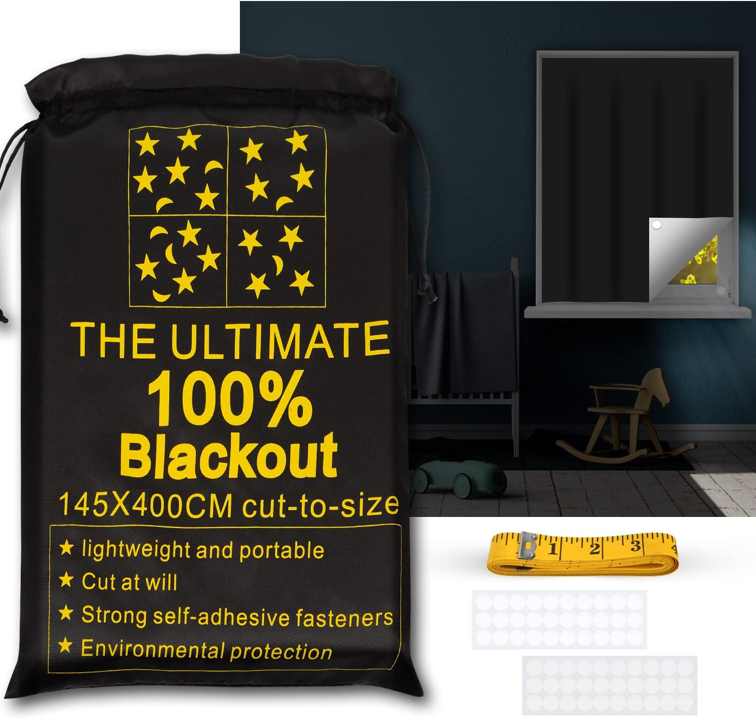 Blackout Curtains Portable Blackout Shades (157" x 57")