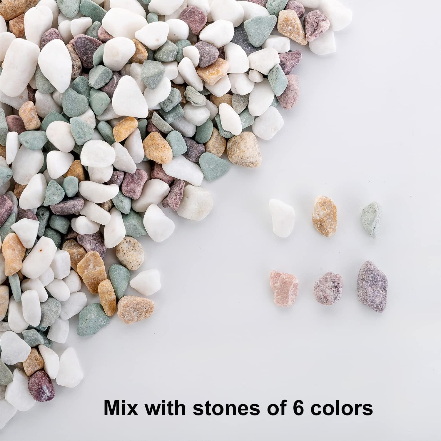 Aquarium Rocks Natural Small Mixed Color Pebbles for Aquariums, Mixed Color Stones (2.2 LBS, Mixed Colors)