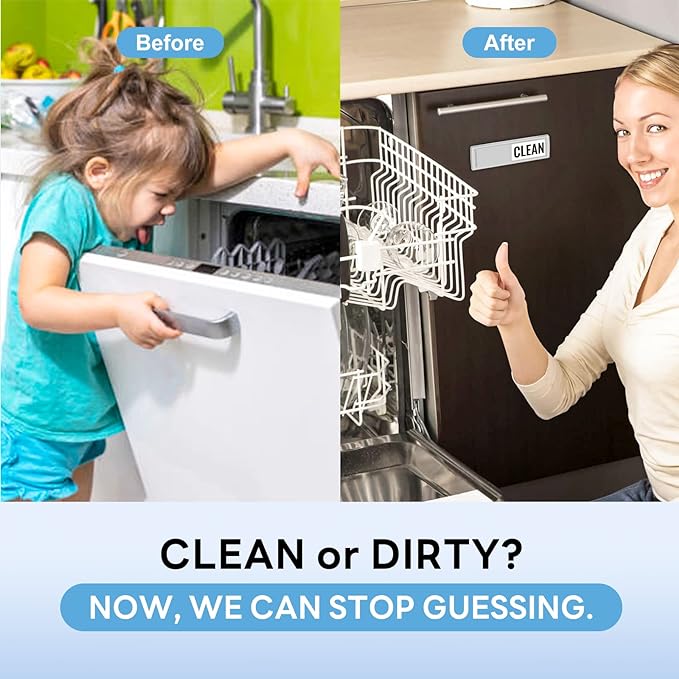 Dishwasher Magnet Clean Dirty Sign for Dishwasher, Large Text Easy to Read Non-Scratch Magnetic