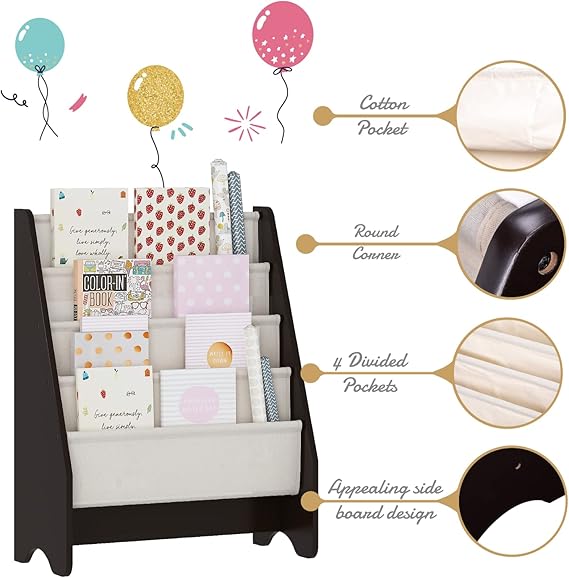 Kids Magazine Rack with Organizer (Espresso)