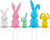 Metal Easter Yard Signs Set of 5 Assorted Colorful Standing Rabbits Stake