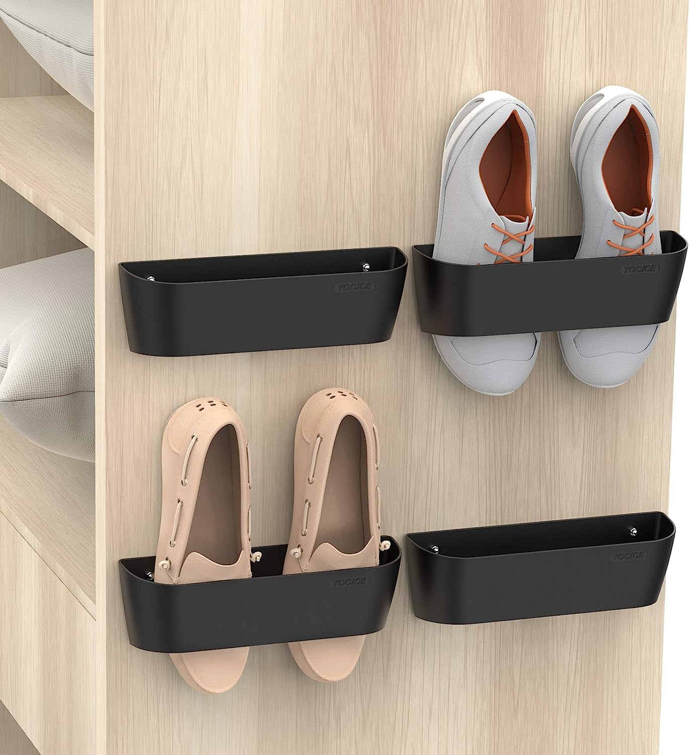 4 Pack Wall Mounted Shoes Rack with Sticky Hanging Strips