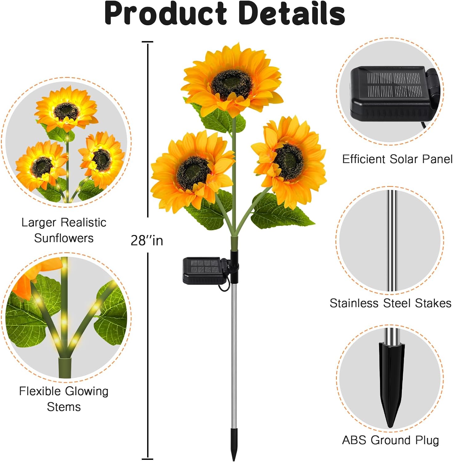 Solar Lights Outdoor 3 Packs, 9 Sunflowers Lights for Patio Yard Outdoor Decoration