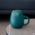 Cat Ceramic Tea Mug with Infuser and Lid, Green