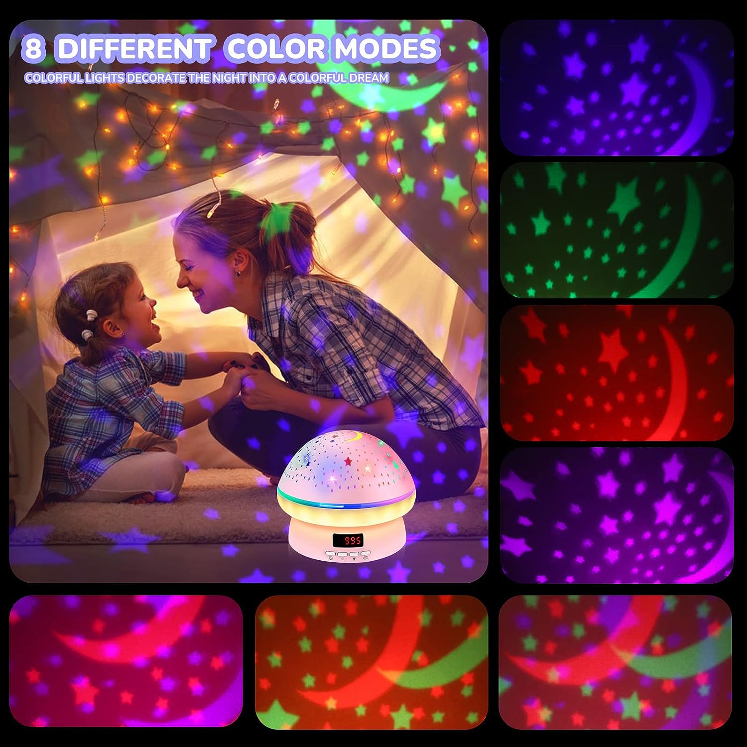 Colorful Star Night Light Projector Kids Twinkle Lights