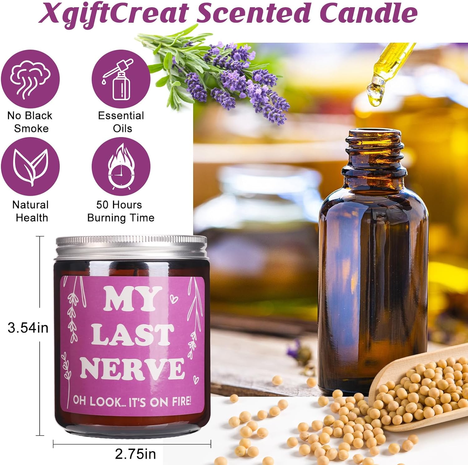 Lavender Candle My Last Nerve Candle for Gift Ideas