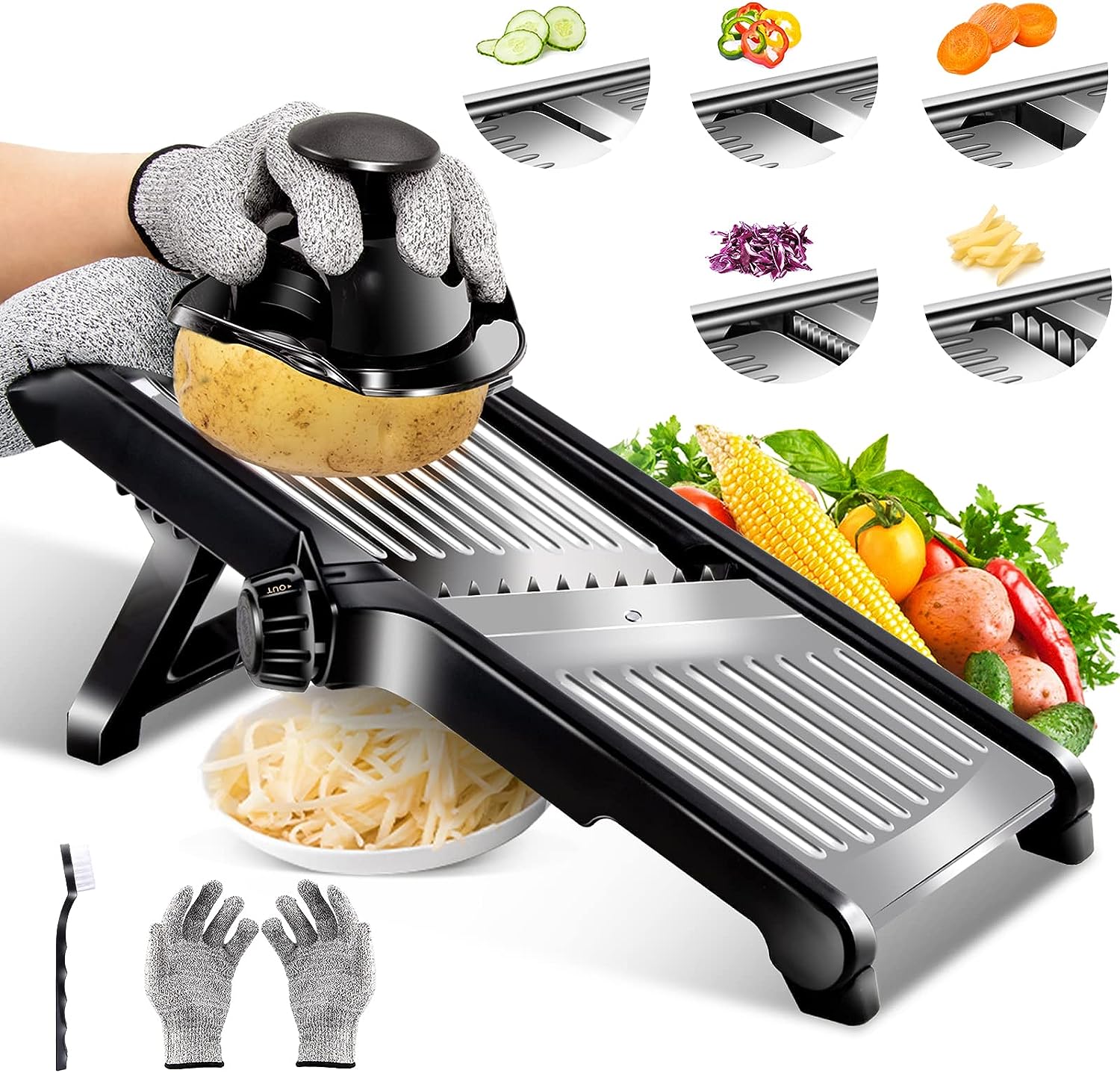 Adjustable Mandoline Food Slicer with Cut-Resistant Gloves