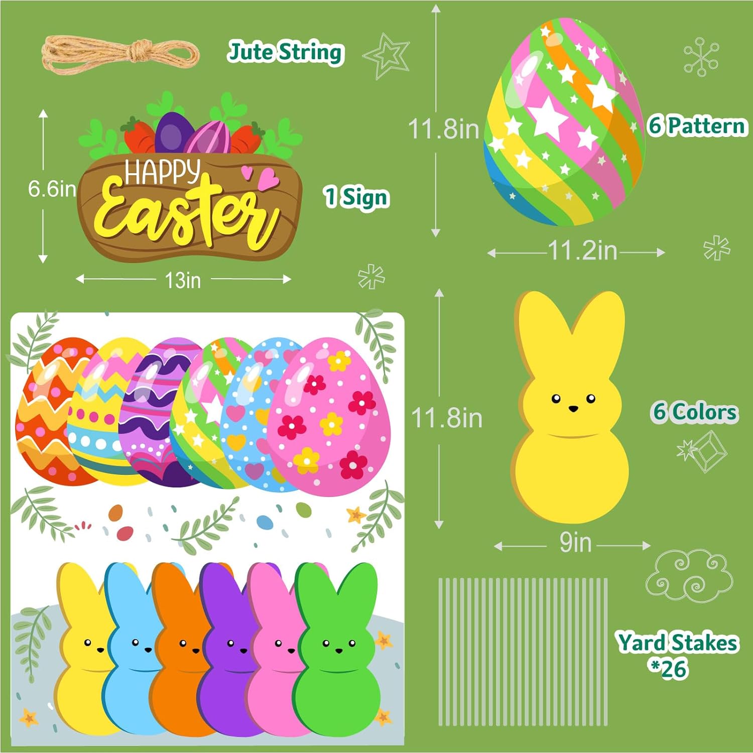 Easter Yard Decorations 13PCS Yard Sign for Easter Party Decorations Supplies