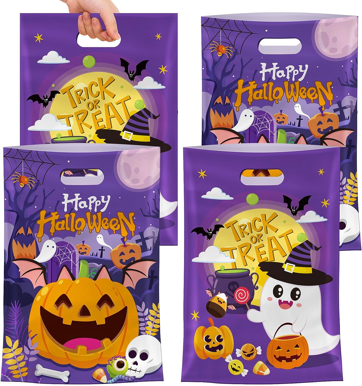 Halloween Treat Bags 40PCS with Handles-Trick or Treat Halloween Goodie Bags for Kids