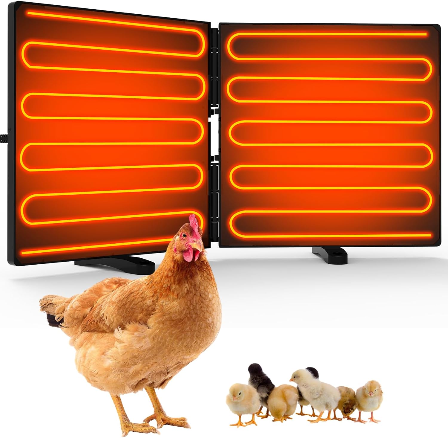 Foldable Chicken Coop Heater for Winter, 240W Large Size Waterproof Chicken Heater with 2 Heating Plates