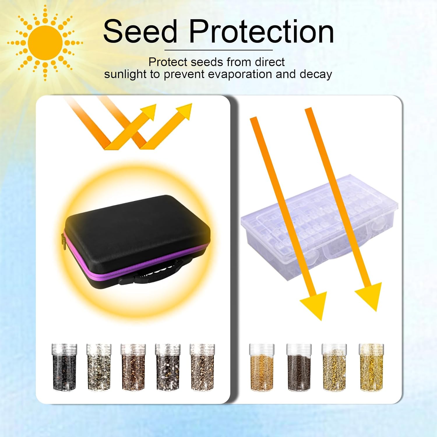 Portable Seed Storage Box with Zipper Bag, 60 Slots Seed Storage Organizer Case