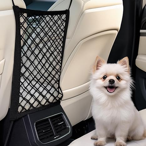 Dog Car Net Barrier for SUVs, Pet Barrier with Metal Hooks & Stretchable Mesh