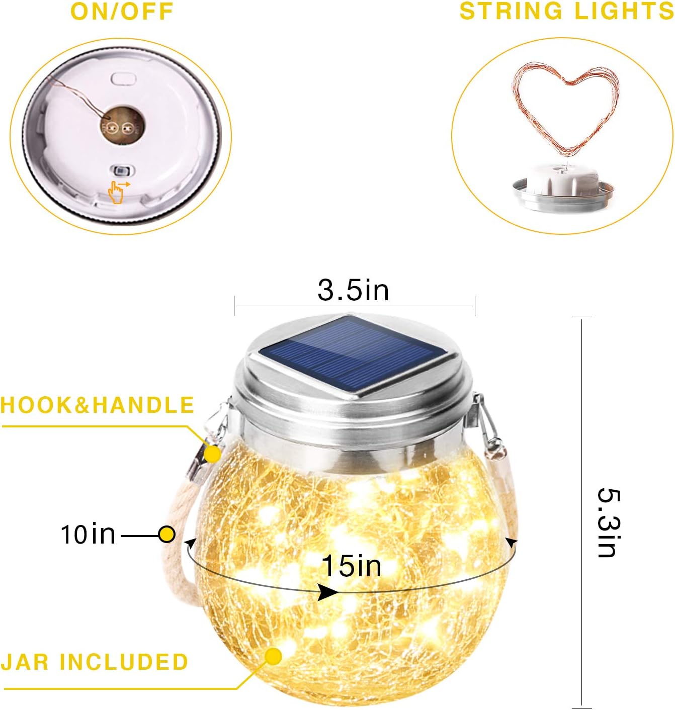 Outdoor Solar Lantern 2 Pack with 30 LED Waterproof Garden Decor, Warm Light