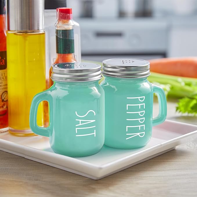 Kitchen Decor Salt and Pepper Shakers Set for Home Restaurants Wedding, Turquoise