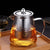 Glass Teapot Tea Kettle with Stainless Steel Removable Infuser 19.3OZ, Microwave & Stovetop Safe