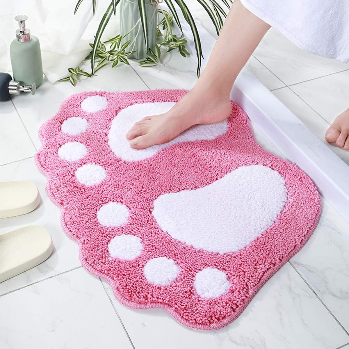 Bathroom Rugs Mats Water Absorbent Non-Slip Mat (Pink 16" x 24")