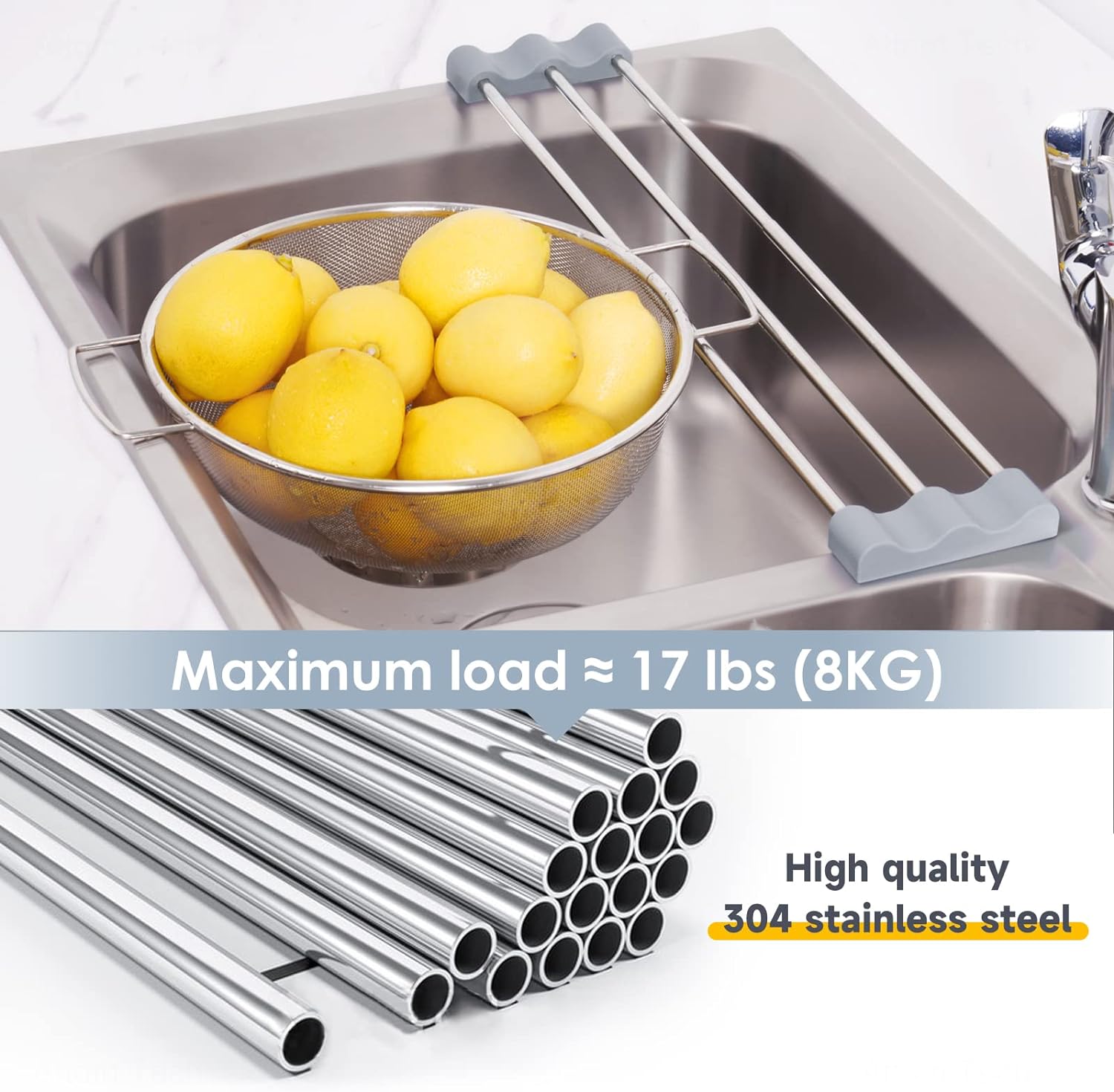 Kitchen Stainless Steel RackE for Sponge Dish Rags Bottles Brushes