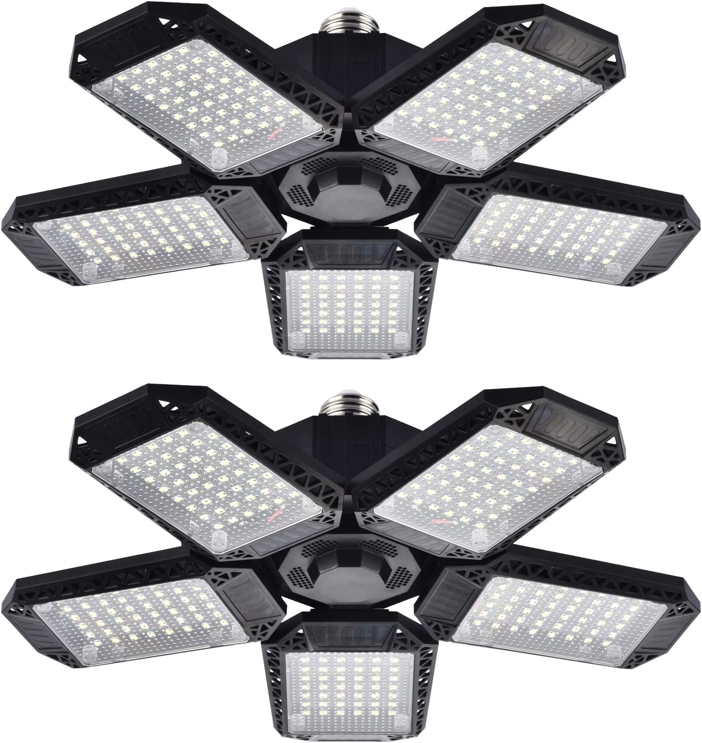 Garage Lights 2 Pack 120W Deformable LED Garage Ceiling Lights with 5 Adjustable Panels