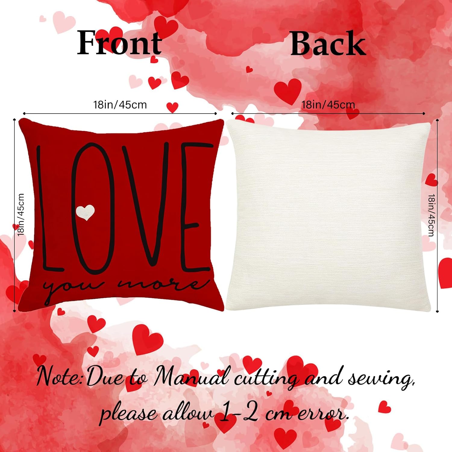 Valentines Pillow Covers 18" Set of 4 Throw Pillow Covers Valentines Decor Set