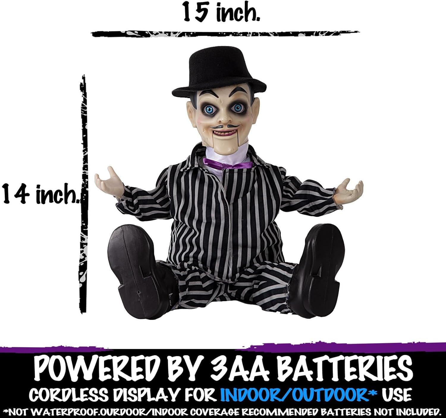 Animatronics 15" Puppet Doll Sound Activated with Creepy Sound, Light Up Eyes, Scary Motion