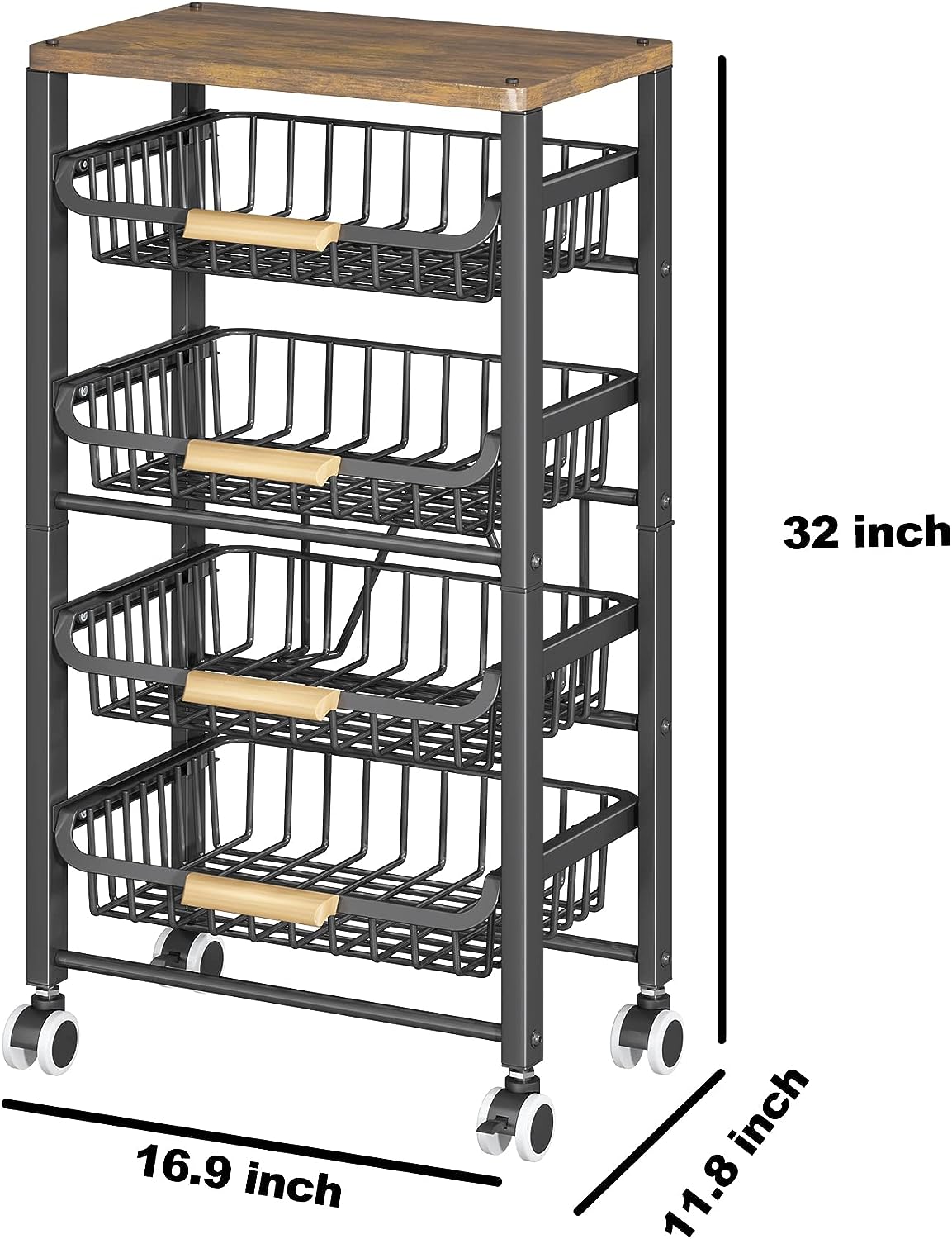 Fruit Basket for Kitchen, 5 Tiers, Black