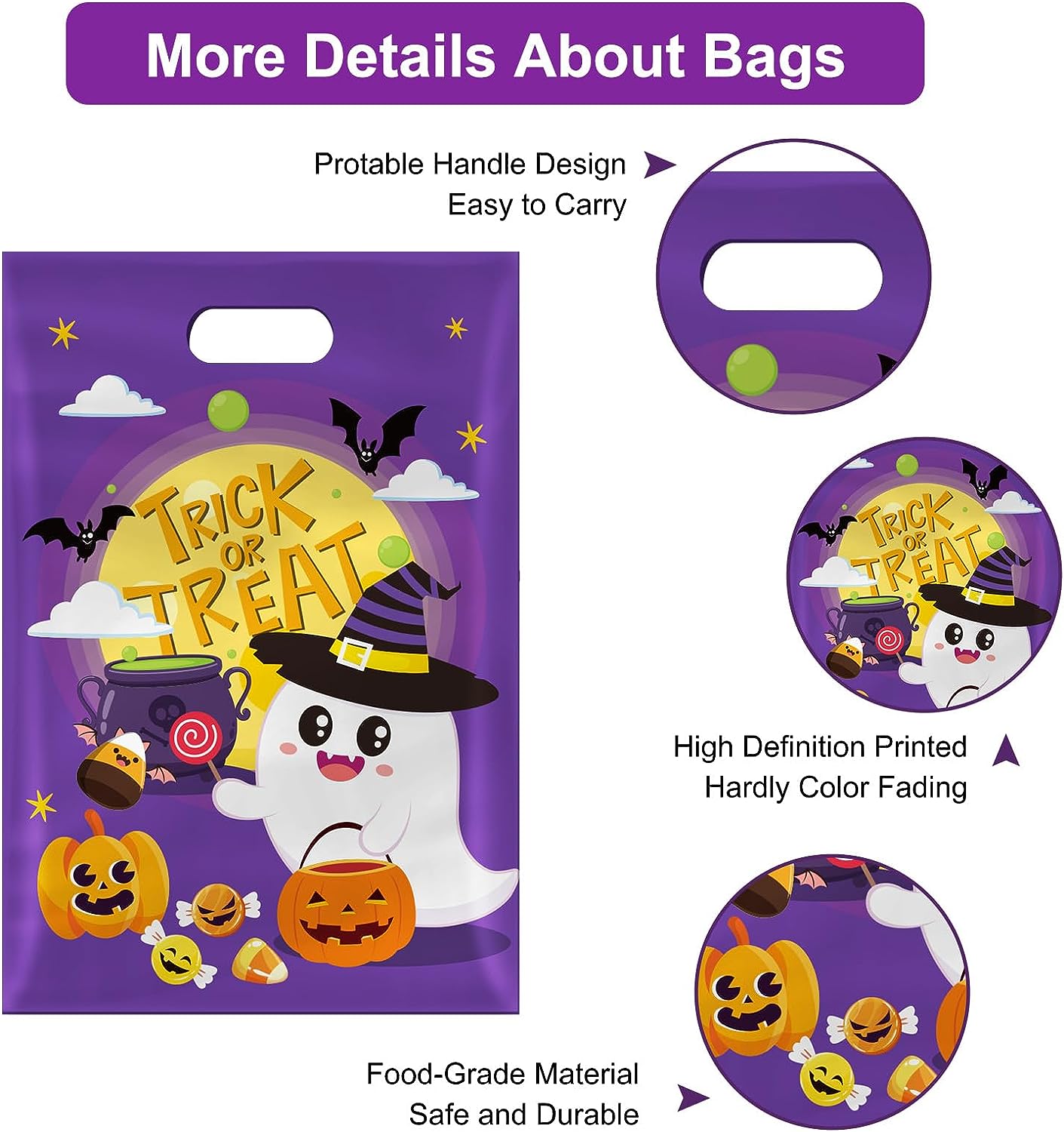 Halloween Treat Bags 40PCS with Handles-Trick or Treat Halloween Goodie Bags for Kids