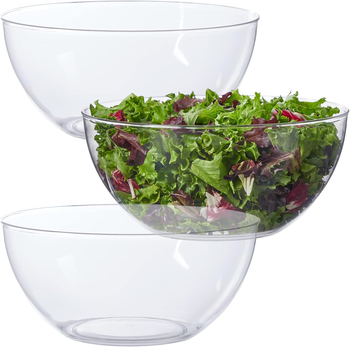 Acrylic Bowl Clear Plastic Salad 10" Set of 3 Bowls