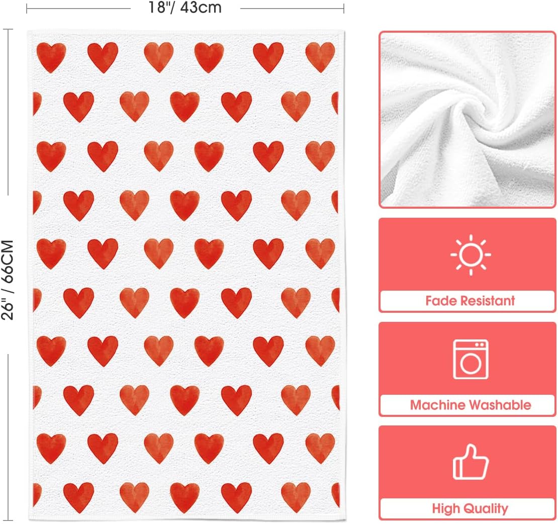 Valentine's Day Kitchen Towels Red Heart Love Home Sweet Home Dish Towels (2 Pieces, 18" x 26")