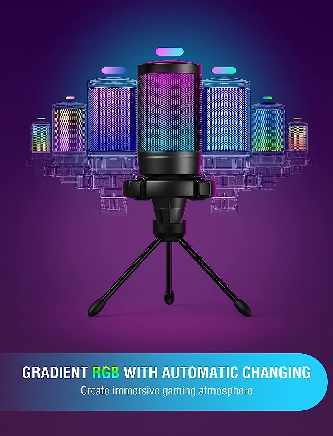 Gaming USB Microphone for Streaming Discord Twitch Podcasts Videos