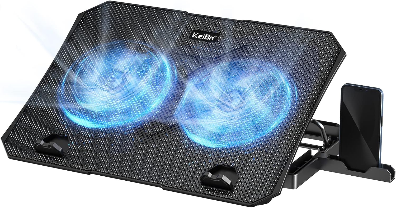 Gaming Laptop Cooler 2 Fans for 10-15.6 Inch Laptops Cooling Pad with 2 USB Ports