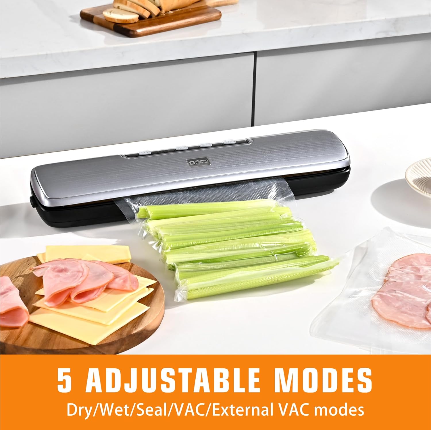 Automatic Vacuum Sealer Machine with 15 Pieces Vacuum Seal Bags, Gray