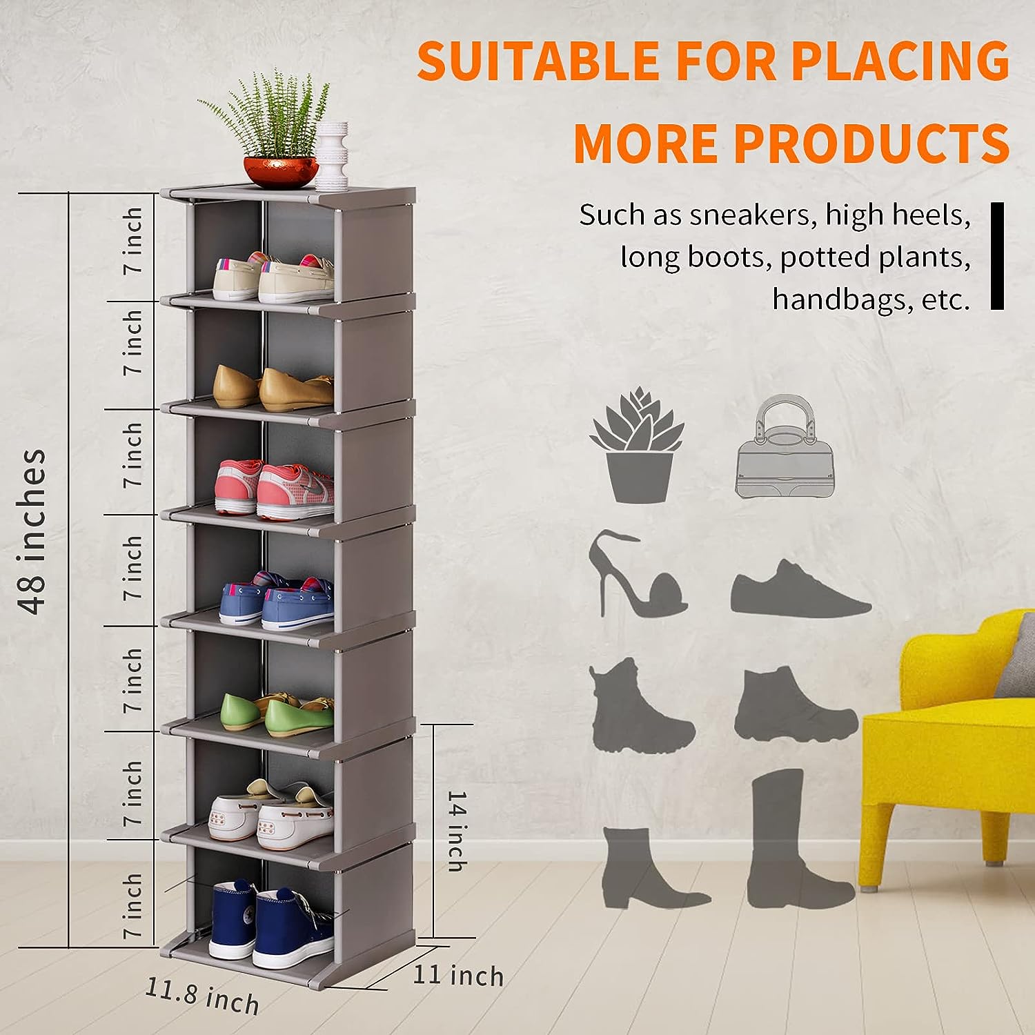 8 Tiers Shoe Rack Durable Space-Saving Organizer