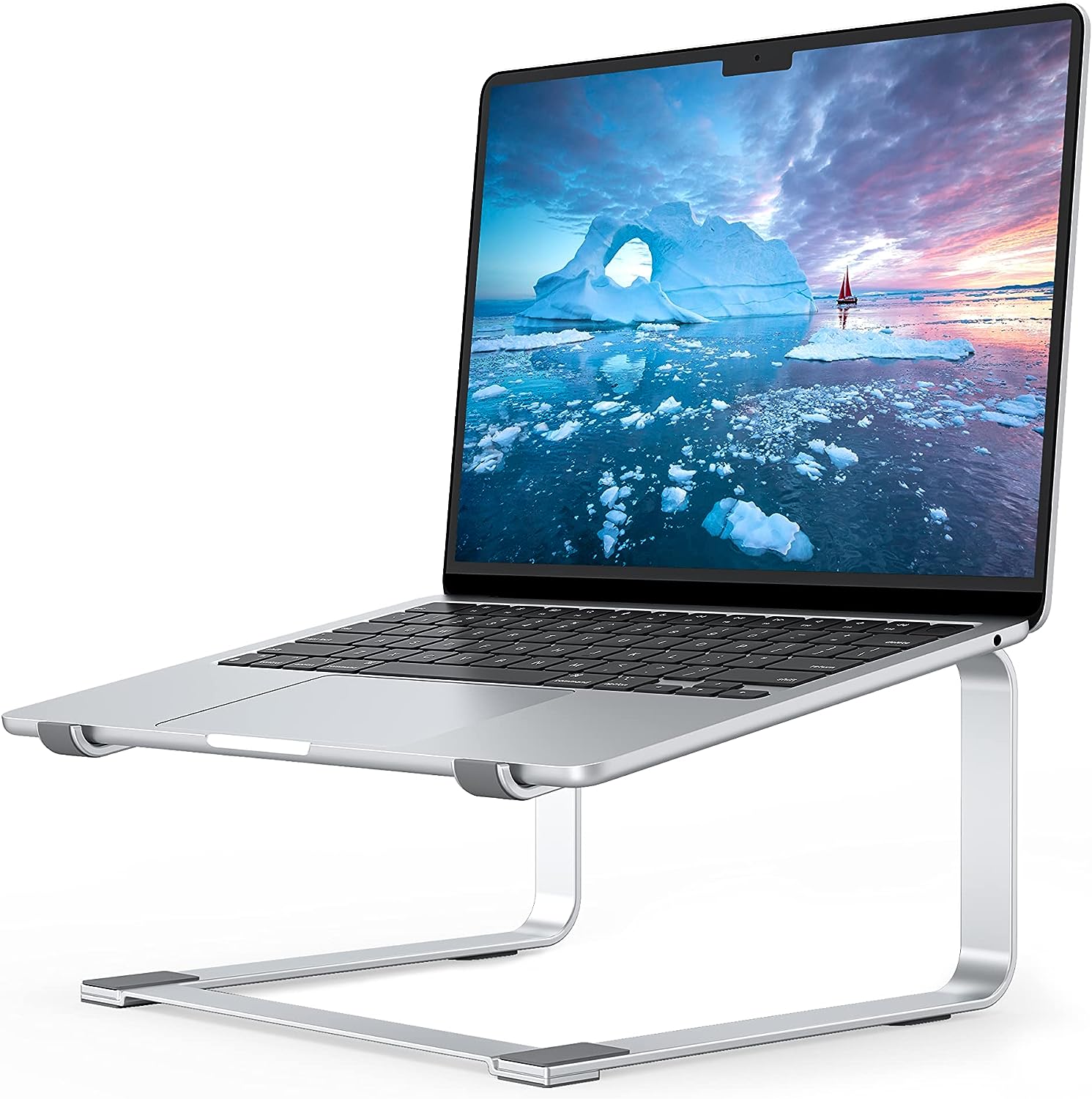 Heavy Stable PC Holder Laptop Stand for Desk, Metal Computer Riser for 12 to 17.3 Inches Notebook Computer, Silver