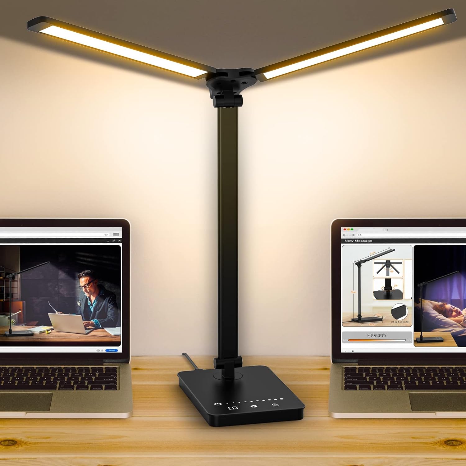 Adjustable Foldable Desk Lamp for Home Office, Adjustable Touch Control Desktop Lamp Dimmable Table Desk Ligh