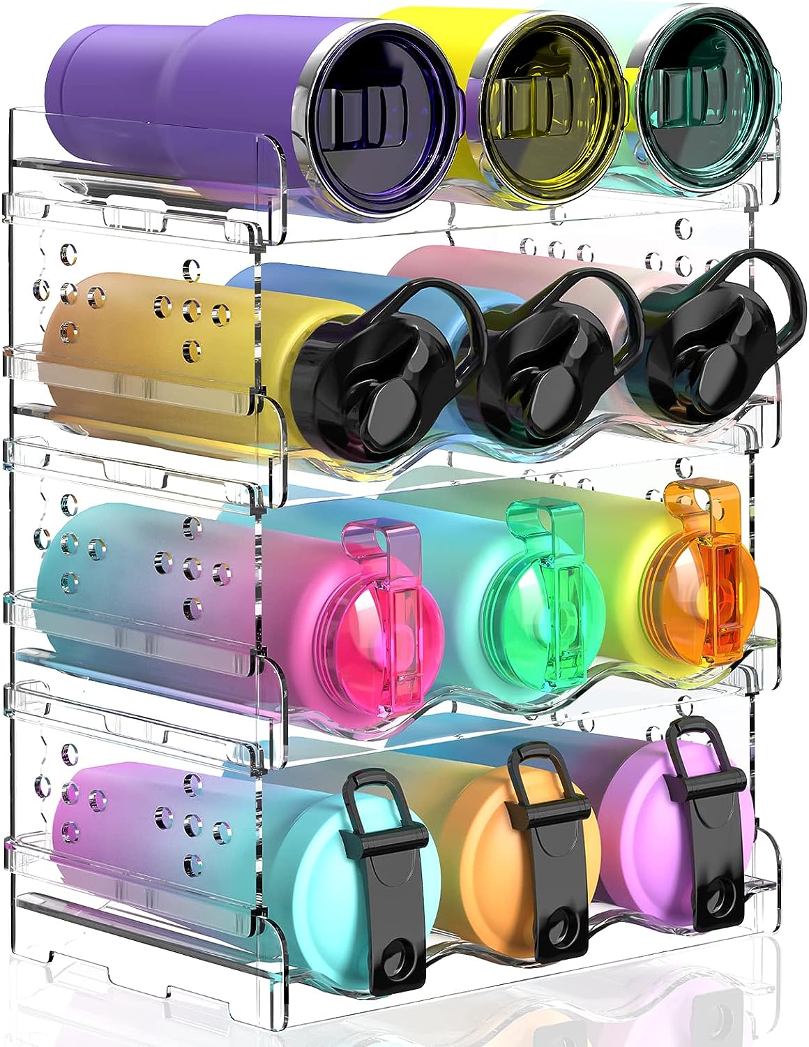 Water Bottle Organizer 4 Pack Stackable Cup Organizer